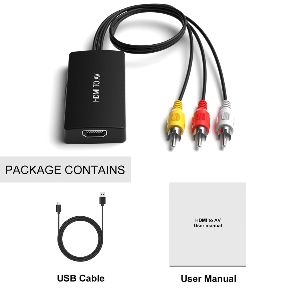 Dingsun HDMI to RCA Converter Adapter HDMI to Older TV Adapter for Apple TV, Roku, Fire Stick, DVD, Blu-ray Player ect.