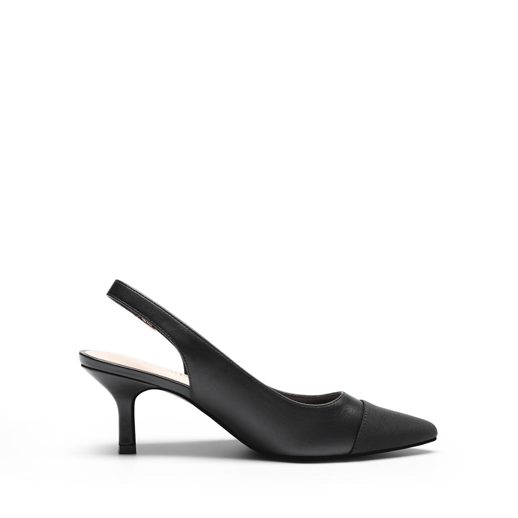 DREAM PAIRS Women's Kitten Heel Slingback Pointed Closed Toe Low Stiletto Heels Dress Bridal Elegant Wedding Pumps Shoes,Size 6,All Black,SDPU2444W-1