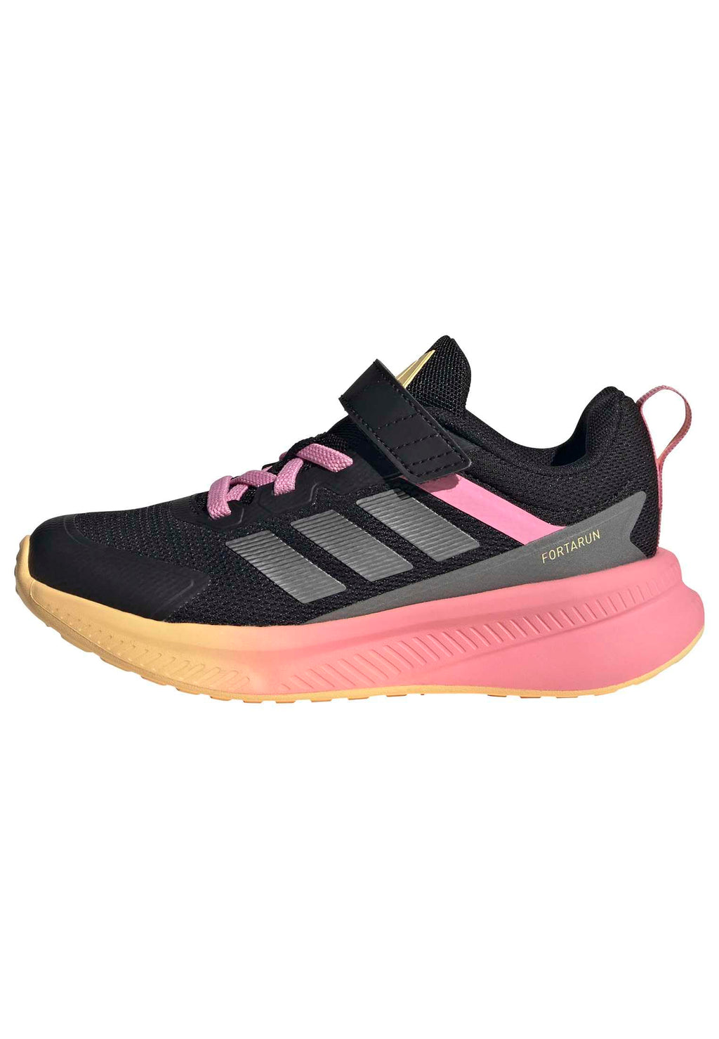 adidas Unisex-Kids Fortarun 4.0, Black/Iron Metallic/Bliss Pink, 3