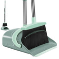 Broom and Dustpan Set for Home, Dust pan with Long Handle, Broom with Dustpan Combo Set, for Home Kitchen Room Office Lobby Floor Use Upright Stand Up Sweeping (Gray&Green)