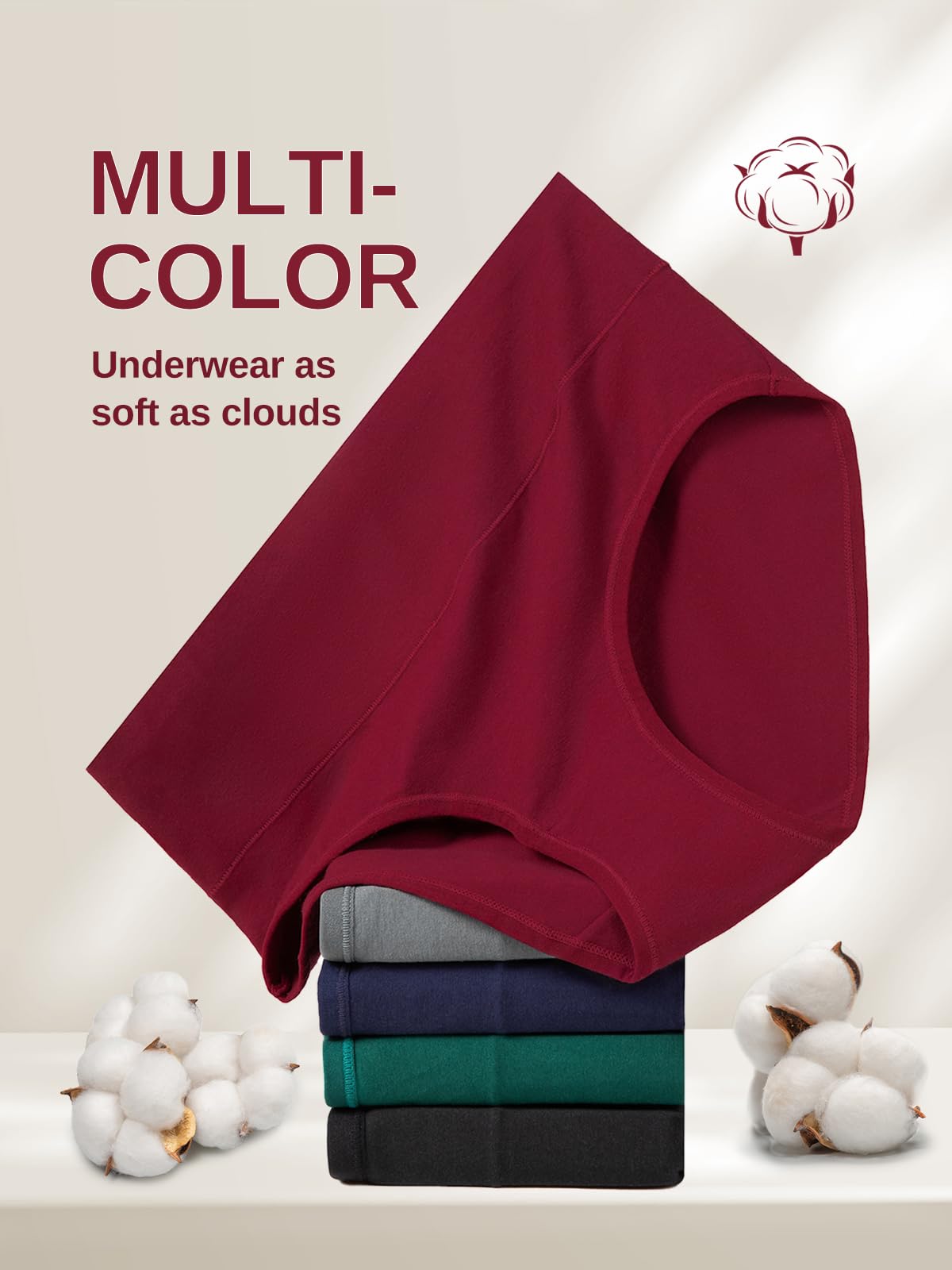 Vevmon Cotton Underwear for Women High Waisted Full Coverage Briefs Soft Ladies Panties 5 Pack (US, Alpha, Large, Regular, Regular, A-5 Pack 5 Colors)