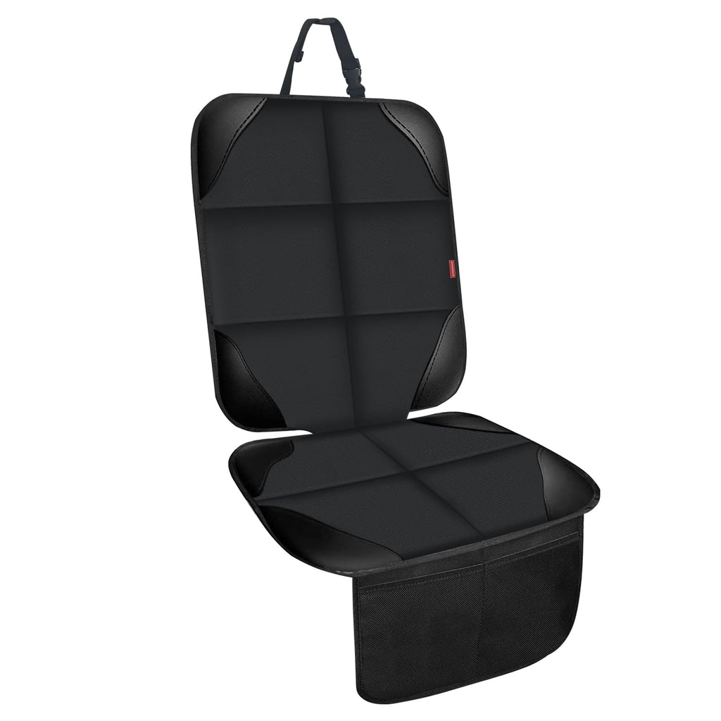 MORROLS Car Seat Protector for Child Seats,1 Pack Car Seat Cushion,Waterproof Fabric Car Seat Covers for Non-Slip Backing Mesh Pockets for Baby,Pet,SUV, Sedan and Trunk(Black)