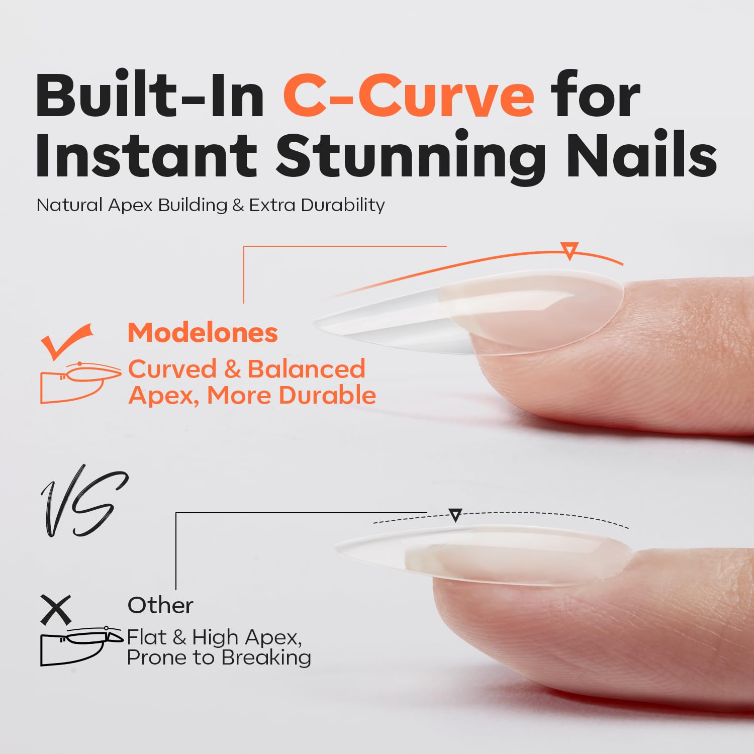 modelones X Nail Gel Kit Almond, 15Sizes Instant Apex False Nail Tips Solid Glue & Mini U/V Lamp, 240Pcs Medium Almond Pre-Building Thick Acrylic Press on Tips LED Light Extension Kit Women Gift