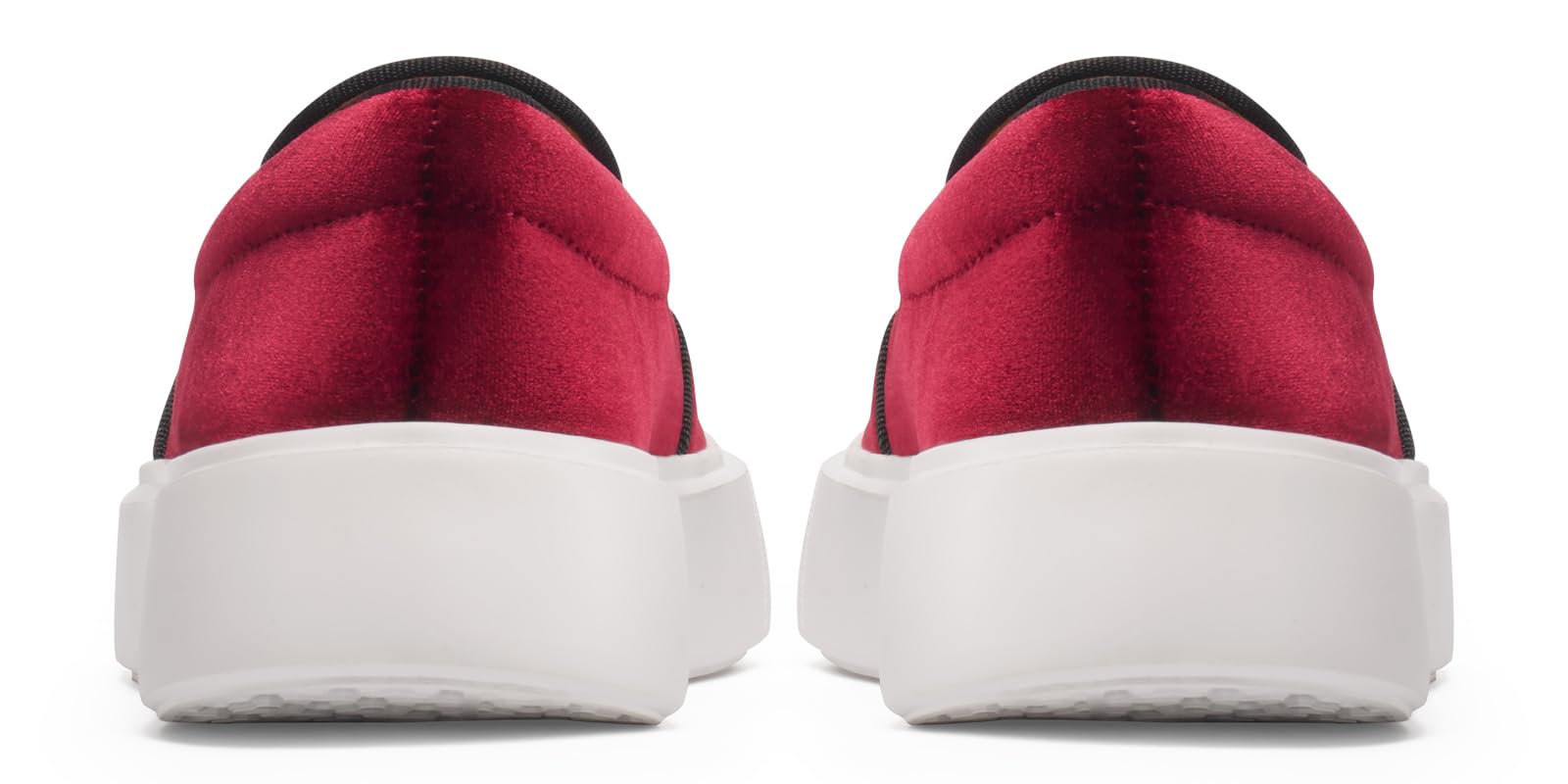Women's Fashion Velvet Sneakers with Embroidery Light Weight Comfortable Slip-On Work Shoes for Women Cat Burgundy US 9.5