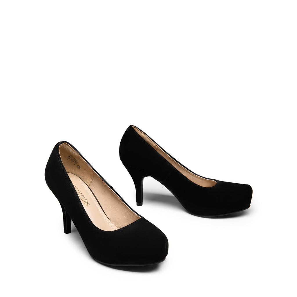 DREAM PAIRS Tiffany Women's Classic Elegant Versatile Low Stiletto Heel Dress Platform Pumps Shoes,Size 12,Black/Nubuck,TIFFANNY