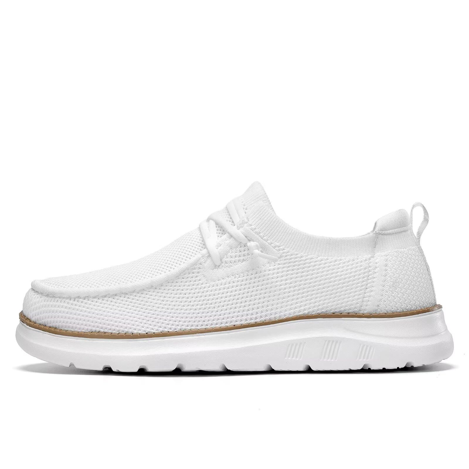 Mens Boat Loafers Slip-on Casual Mesh Walking Shoes Business Oxfords Sneakers Work Lightweight Comfortable Soft Sole White