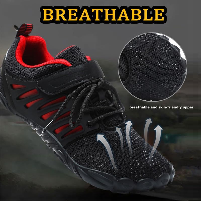 MIFAWA Barefoot Shoes Men Wide Toe Box Zero Drop Water Shoes Men for Gym Workout Minimalist Weightlifting Cross-Trainer Running Hike Grounded Footwear Black