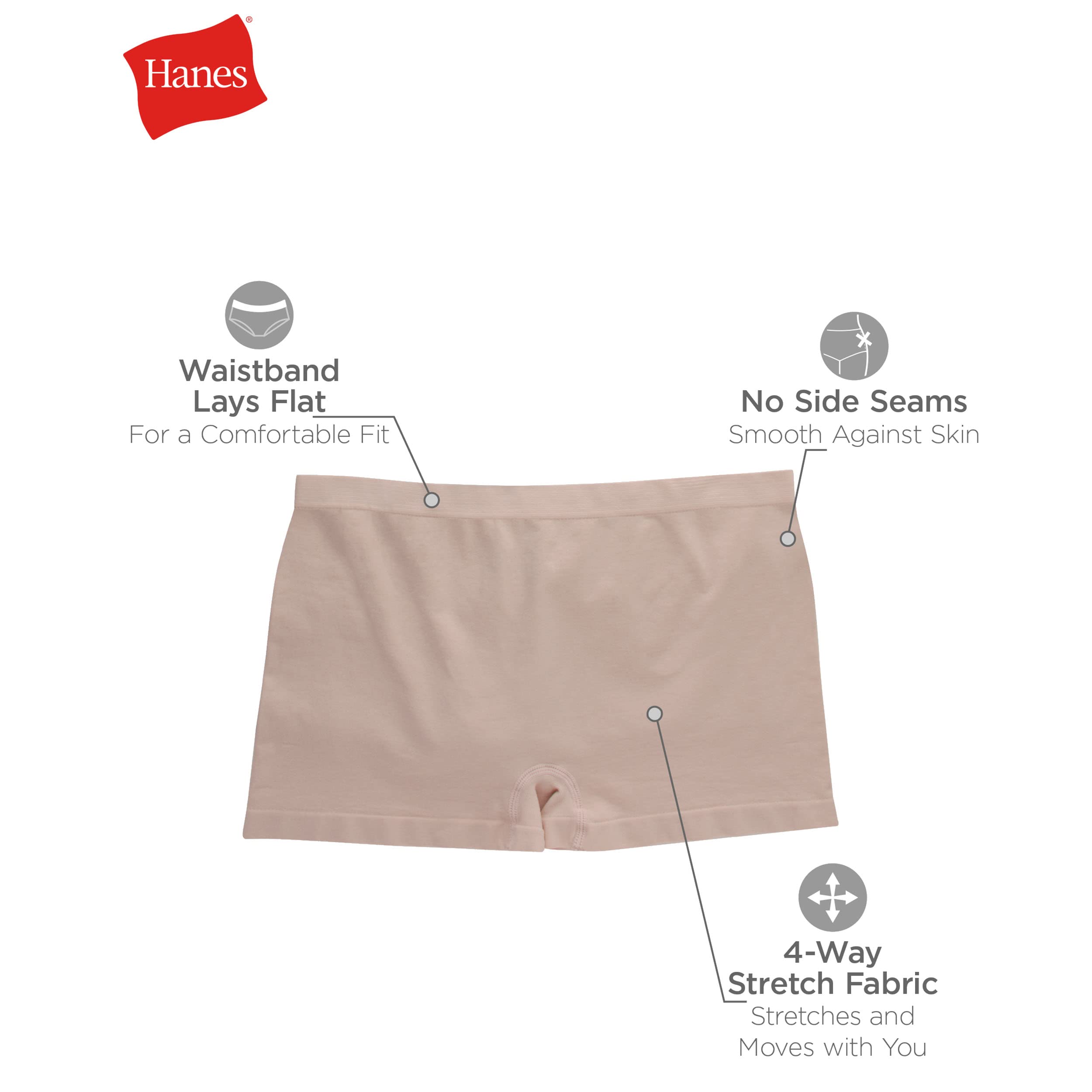 Hanes Women's Boyshorts Panties Pack, ComfortFlex Fit Seamless, Assorted Colors, Medium