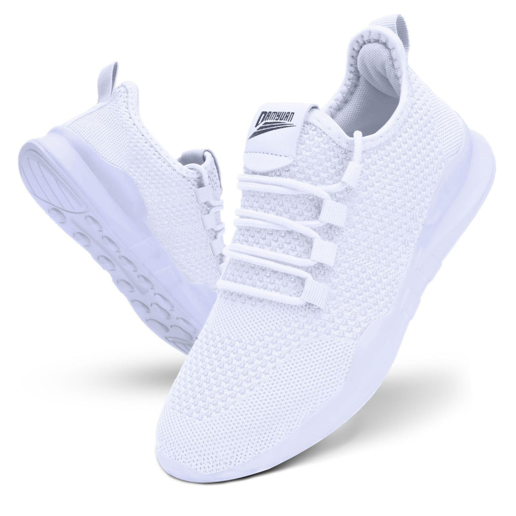 QIJGS Running Shoes for Men Tennis Athletic Gym Fashion WorkoutSneakers Mesh Lightweight Sports Casual Shoes-White-9.5