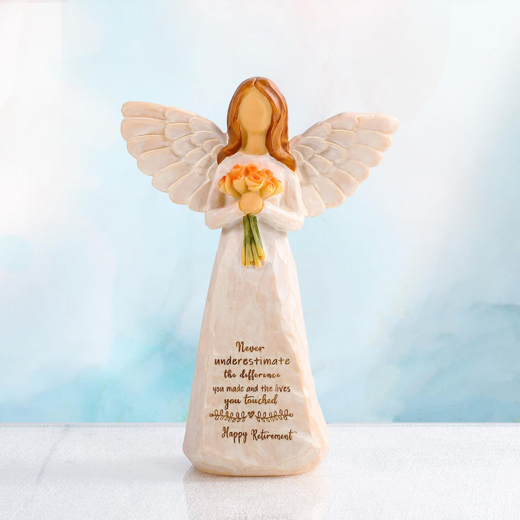 Kohehe Retirement Gift for Woman, Happy Retirement Gift for Woman, 5.5” Angel Figurine for Retirement Party Decorations, Retired Gifts for Coworkers Friends