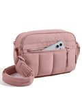BAGSMART Cross Body Purse, Mini Crossbody Bags for Women Travel Purse, Puffy Shoulder Handbag Wallet with RFID Blocking Slots, Dark Pink-small