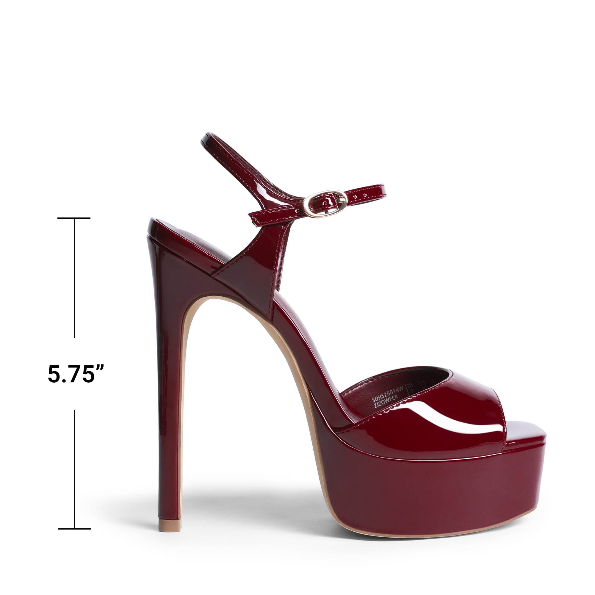 DREAM PAIRS Women’s High Platform Heels 5.75'' Stilettos Open Square Toe Heeled Sandals Ankle Strap Sexy Comfort Dress Shoes Wedding Bridal Pumps,Size 8.5,Burgundy,SDHS26014W