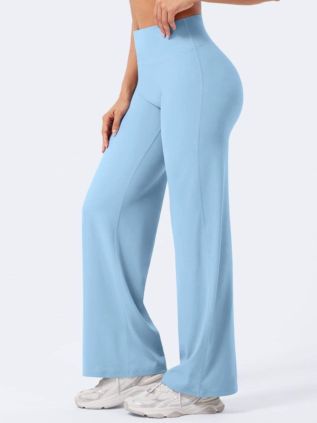 VOYJOY Straight Leggings Bottoms Wide Leg Pants for Women 29"/ 31.5"/33"/35" High Waist Stretch Casual Sweatpants