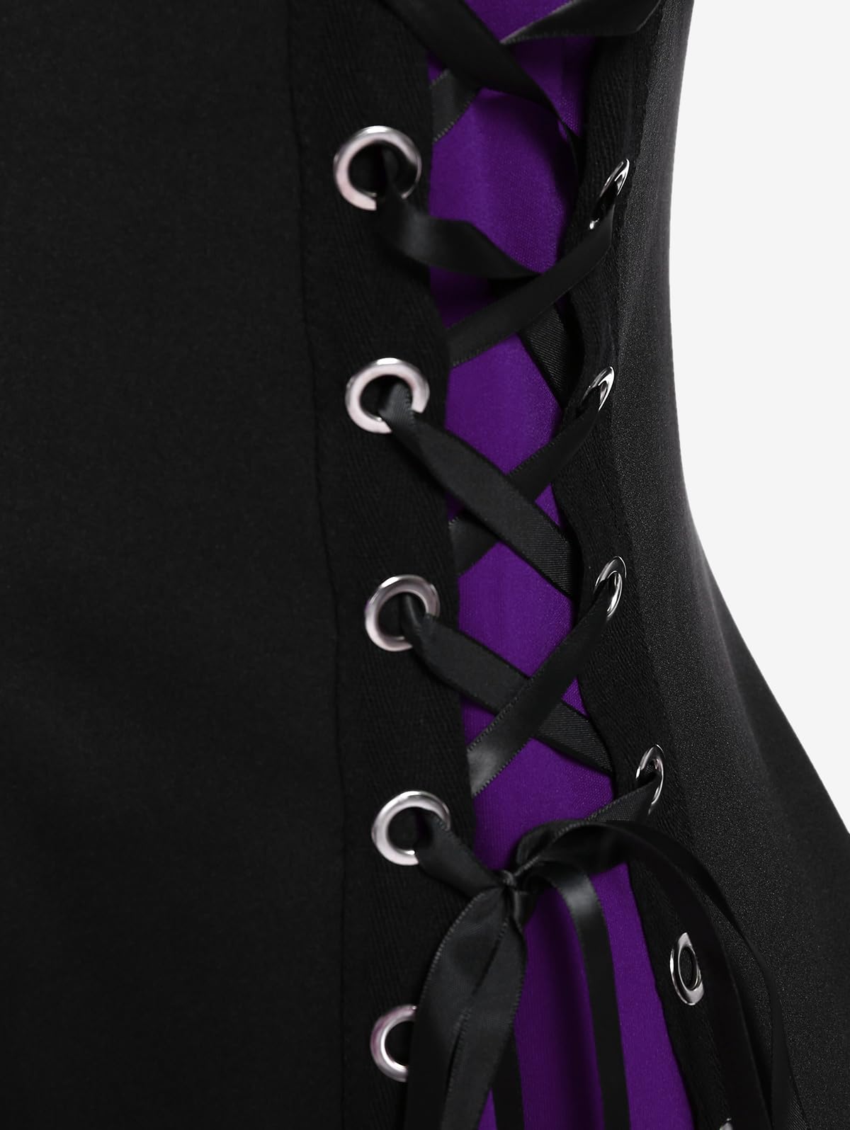 ROSE GAL Womens Plus Size Hooded Lace-up Grommets Color Block Gothic Zip Front Asymmetrical Hem Long Sleeve Top(Purple/4X)