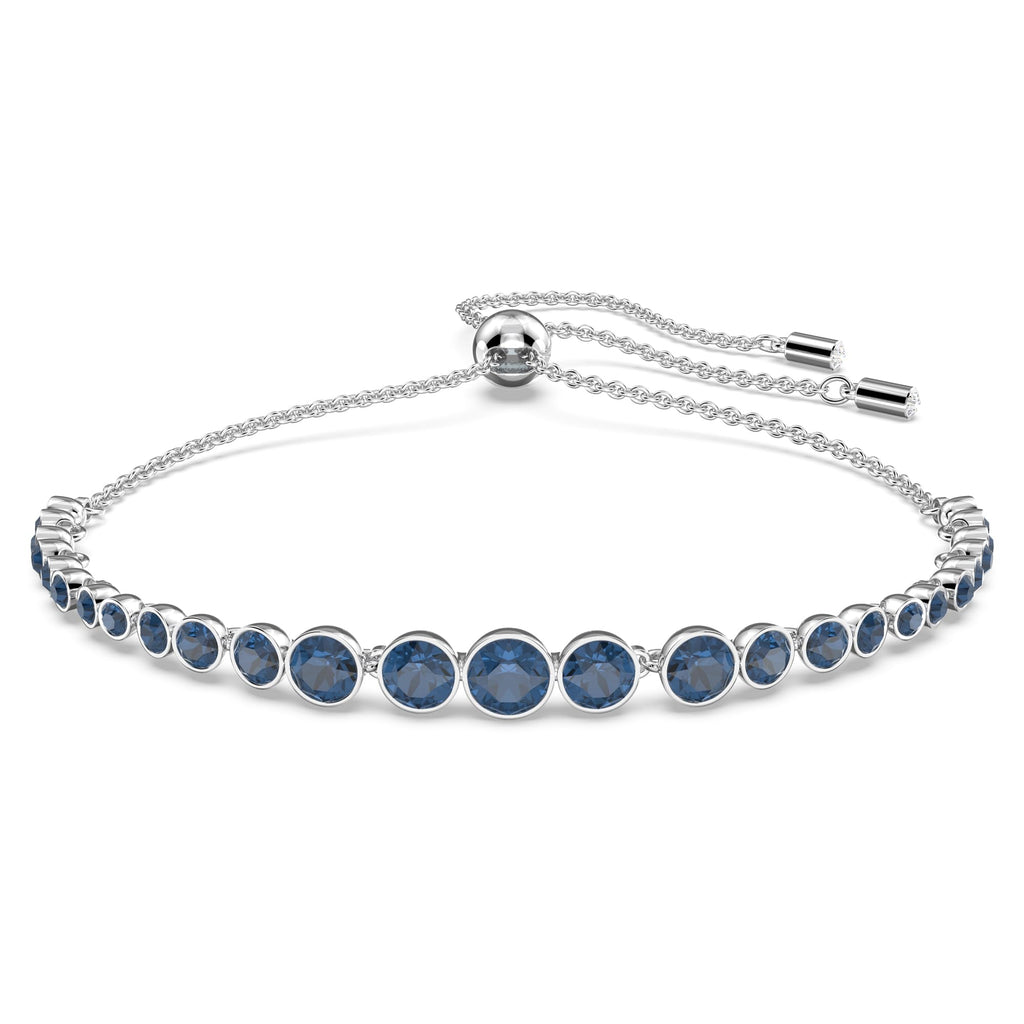Swarovski Imber Emily Bracelet, Round Blue Crystals on Rhodium Finished Band, Part of the Emily Collection