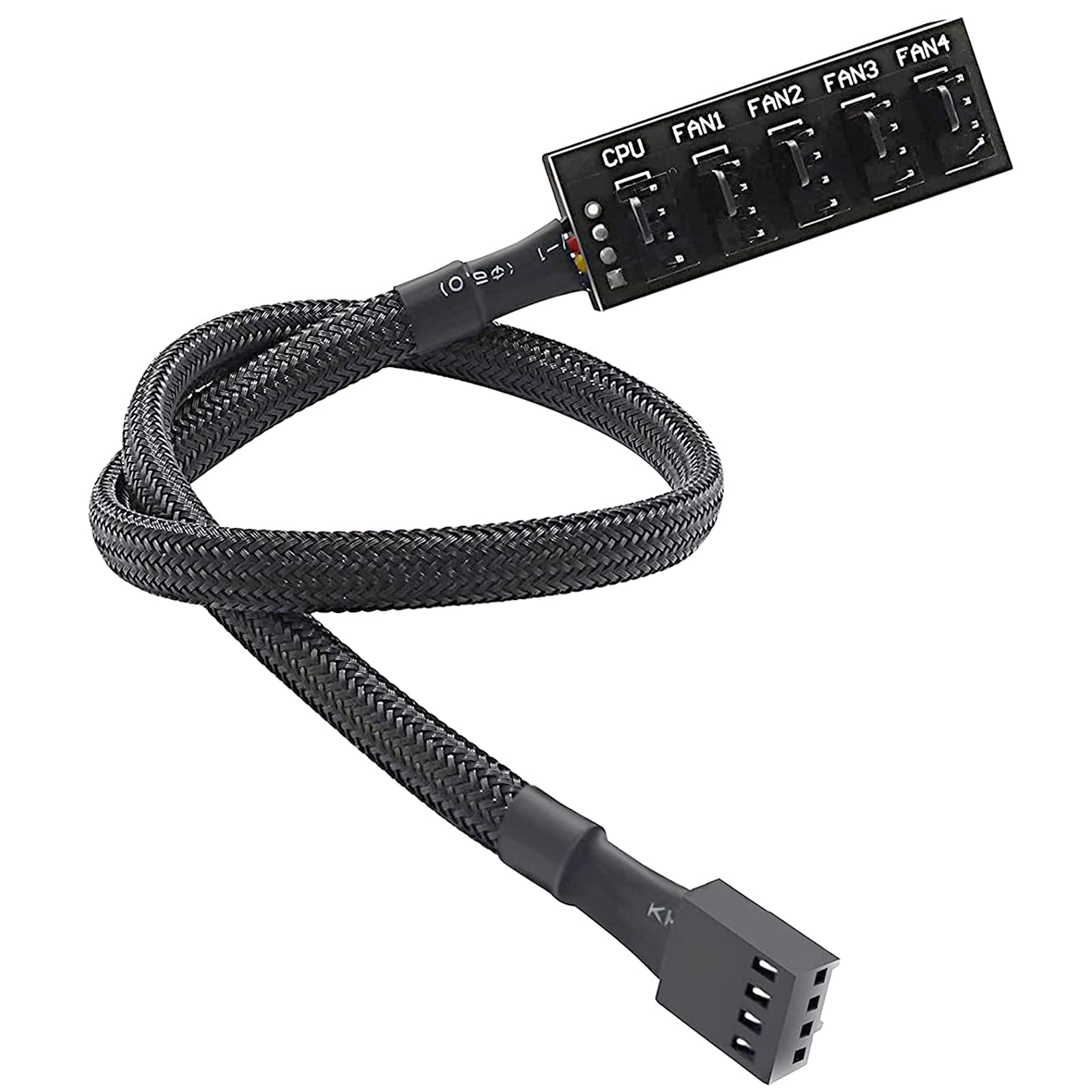 ThreeBulls PWM Fan Hub, PC CPU Cooling 4 PIN/3PIN Power Fan Extension Cable Hub Splitter Adapter Sleeved Case for 12V Desktop Computer Cooler Fans 1 to 5 Way (15.7 Inch)