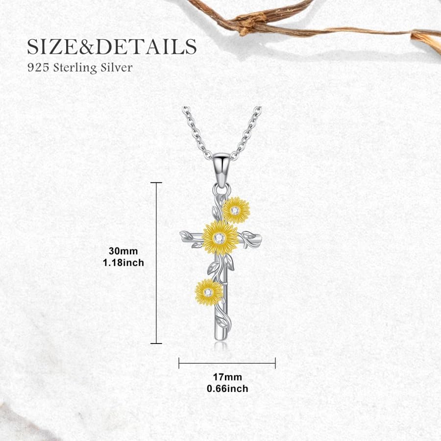 PYTALI Diamond Sunflower Necklace for Women S925 Sterling Silver Lab Grown Diamond Sunflower Necklace Jewelry Gift for Women