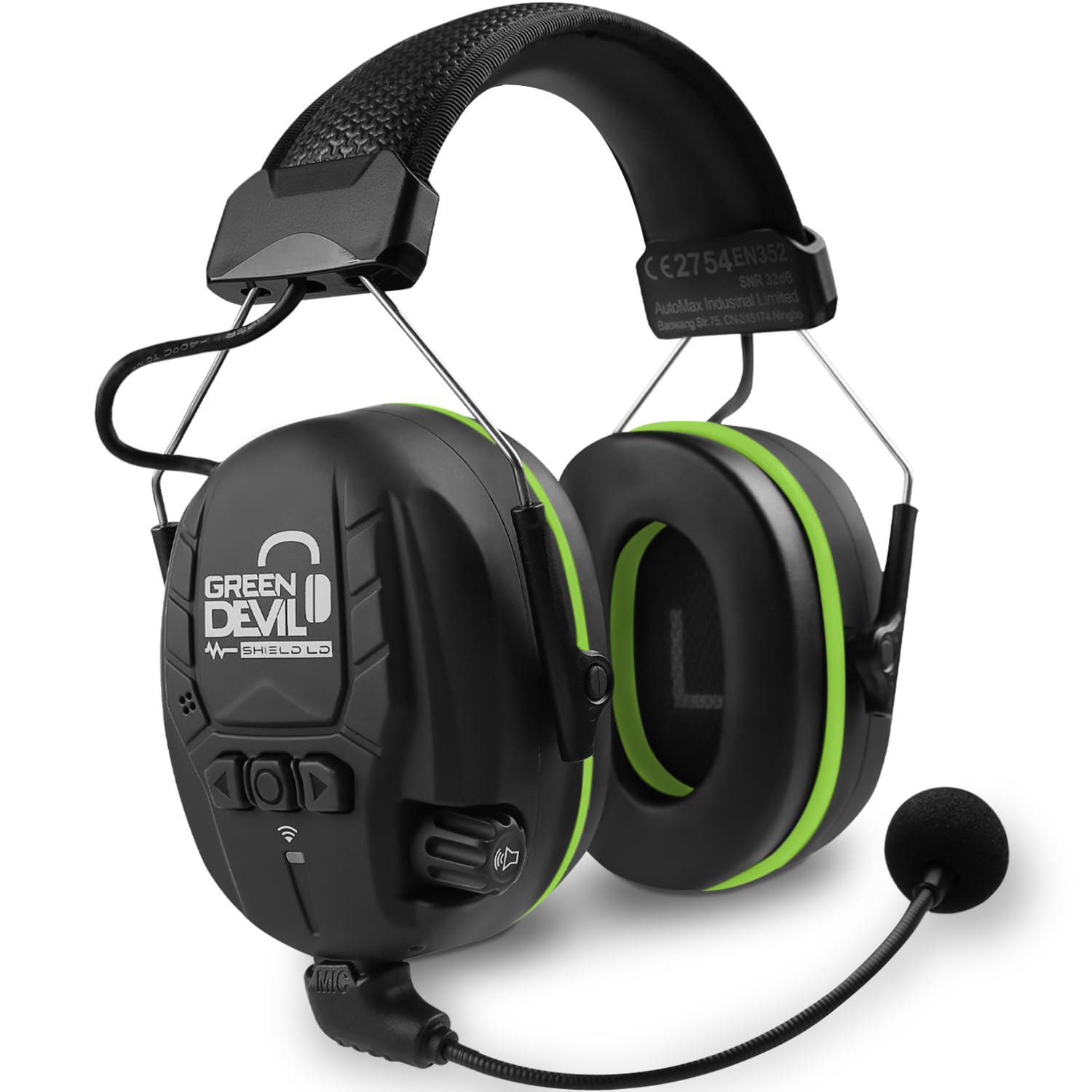GREEN DEVIL Electronic Bluetooth Hearing Ear Protection Headphones With Boom Microphones 27dB Noise Cancelling Earmuffs