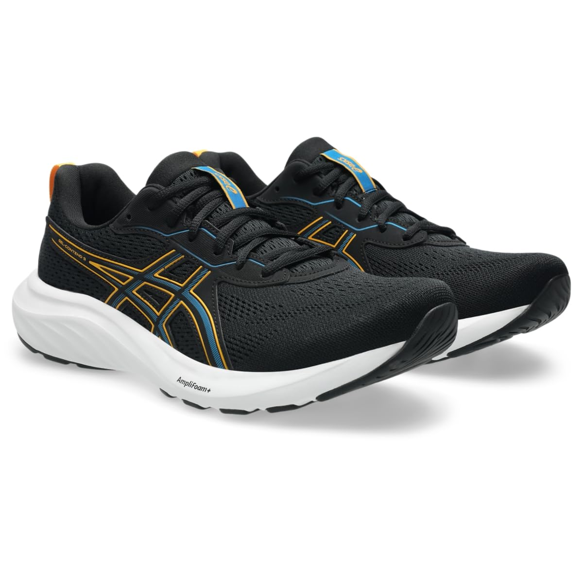 ASICS Men's Gel-Contend 9 Running Shoes, 10.5, Black/YAMABUKI