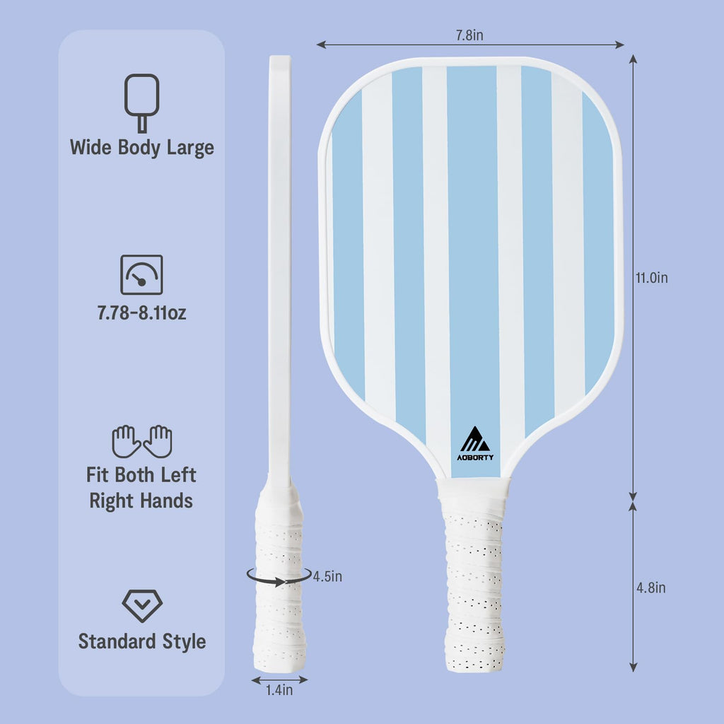 AOBORTY Pickleball Paddles 4 Pack - Light Graphite Premium Rackets Fiber Face Pickleball Set with 6 Outdoor Indoor Balls Including Portable Carry Bag