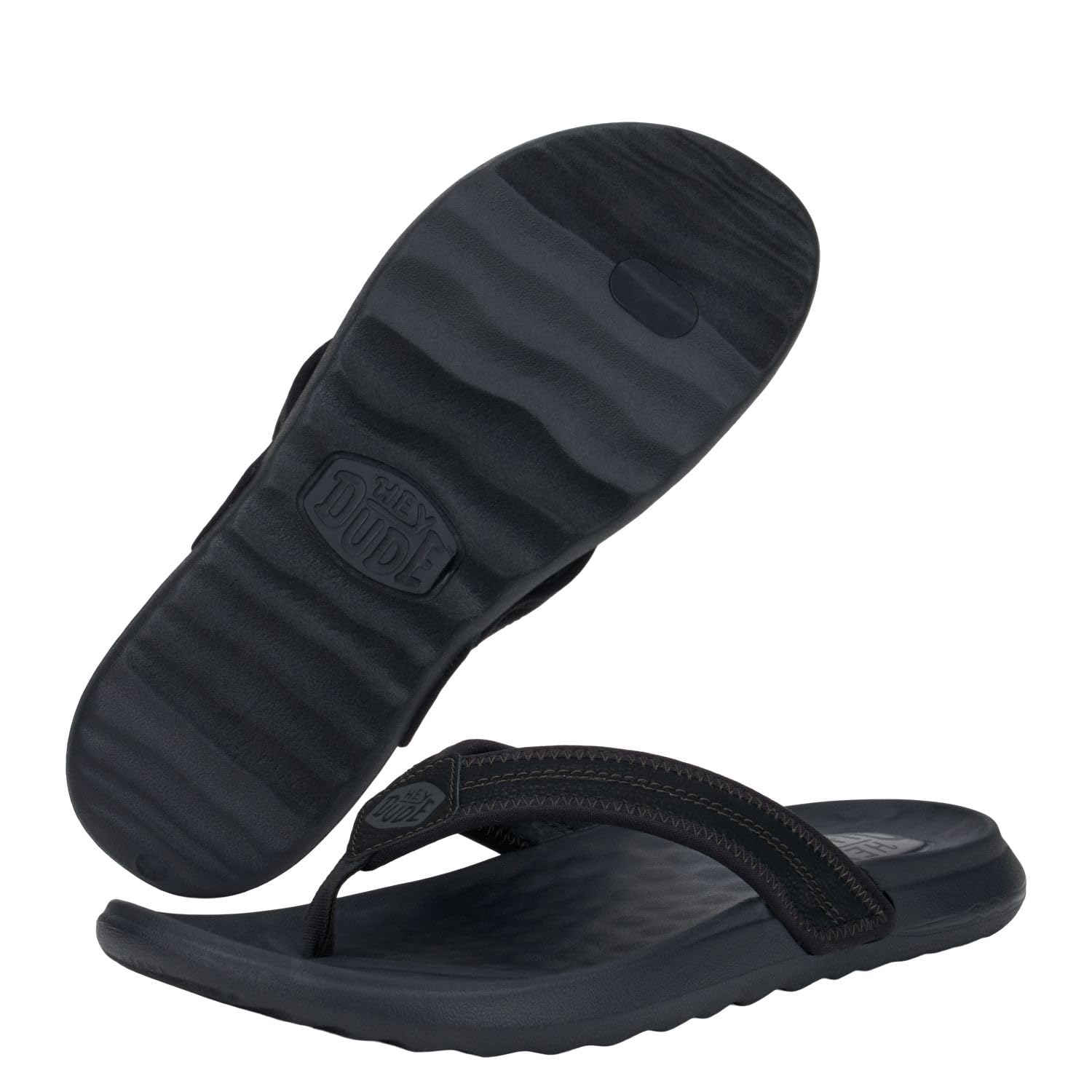 HEYDUDE Men's Myers Flip Classic Black/Black Size 11 | Men's Shoes | Men Slip-on Sandals | Comfortable & Light-Weight