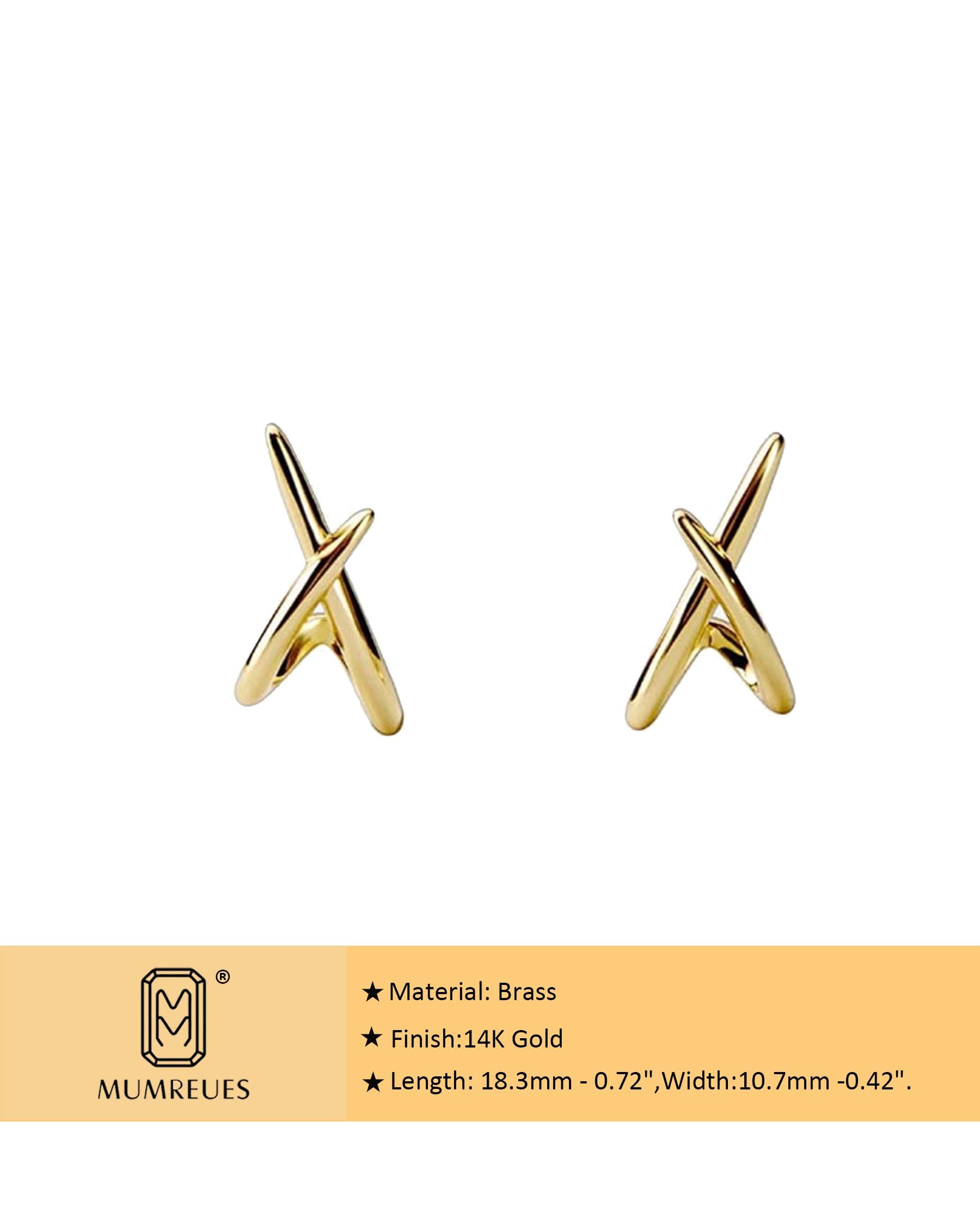MUMREUES Gold Earrings for Women Trendy,14K Gold Plated Stud Earrings Dainty Earrings Simple Minimalist Gold Earrings Hypoallergenic Earring for Women Gifts