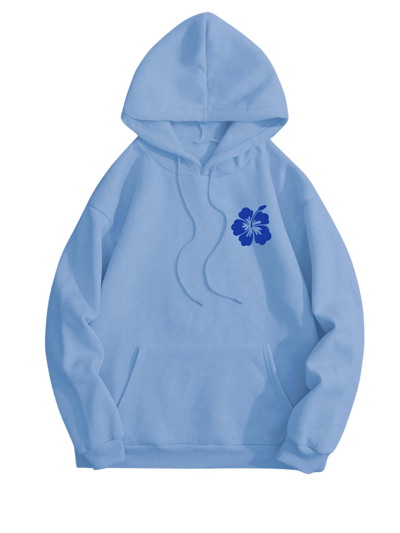 SOLY HUX Womens Sweatshirt Graphic Hoodies Letter Print Casual Long Sleeve Drawstring Pullover Tops with Pocket Light Blue Medium