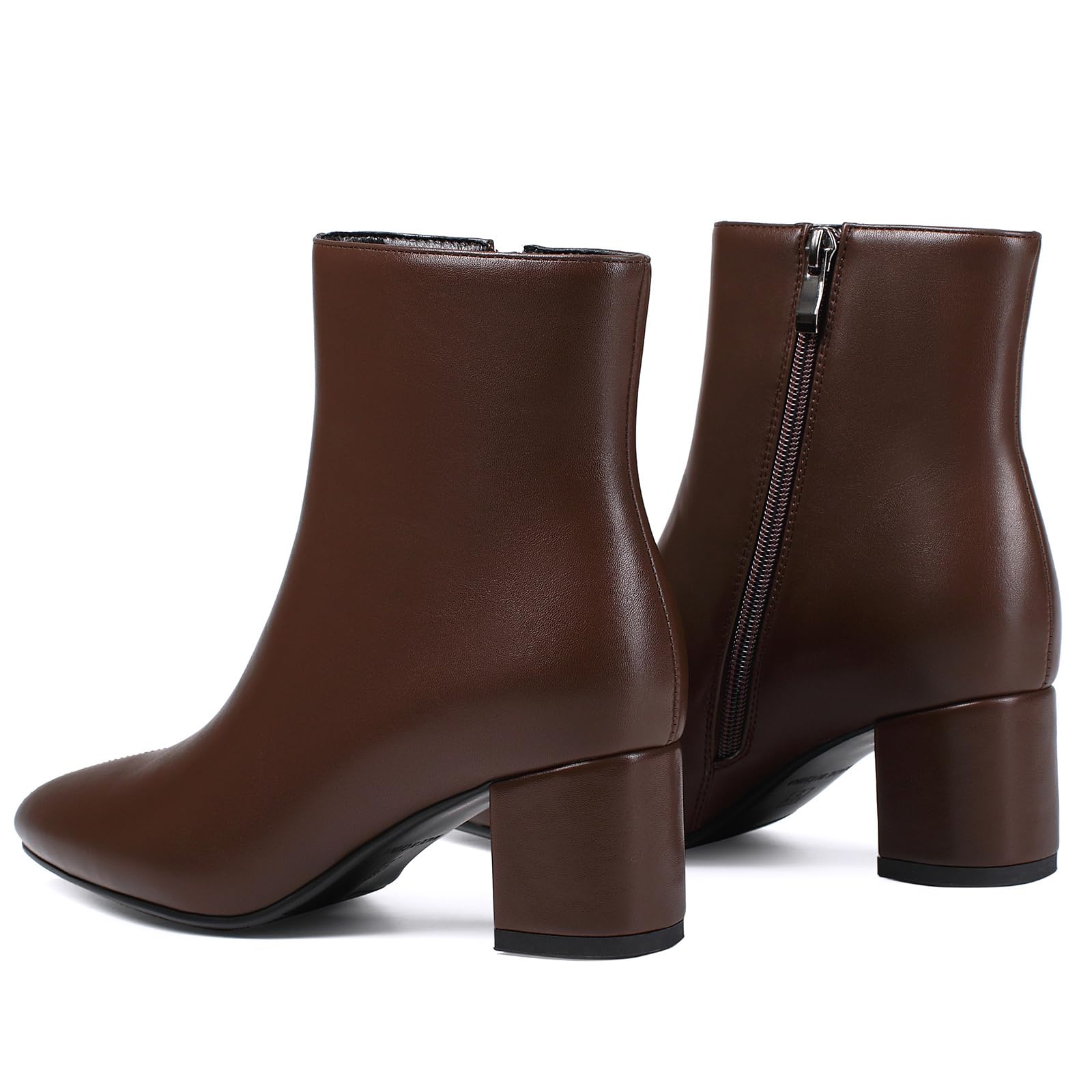 Abbleet Women's Ankle Boots Pointed Toe Chunky Block Heel Short Boots for Women Low Heeled Booties（Brown,7）