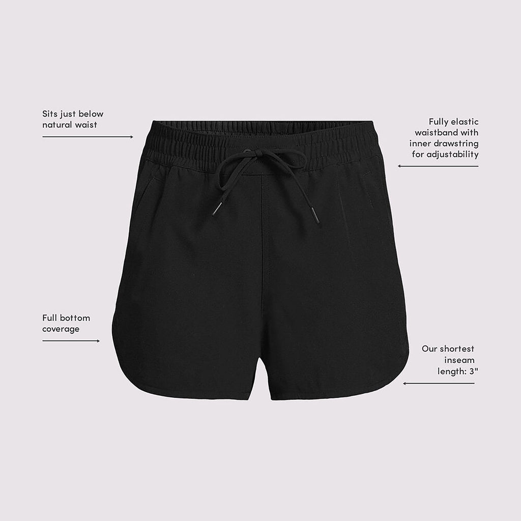 Lands' End Women's 3" Packable Cover-up Swim Shorts 2 Black