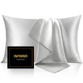 INFIIXSO Mulberry Silk Pillowcase for Hair and Skin, Silk Pillow Cases Standard Size with Hidden Zipper 20x26 Inches, Ultra Smooth and Soft Cooling Pillow Cases for Hot Sleepers(Light Grey, 1 Pack)