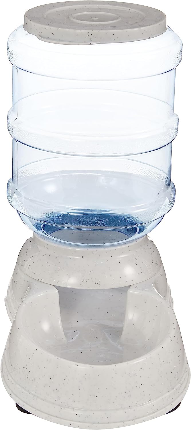 Amazon Basics Gravity Pet Food Feeder for Dogs and Cats, Easy to Clean, Easy to Fill, Removable Lid, 6-Pound Capacity, Small, Gray