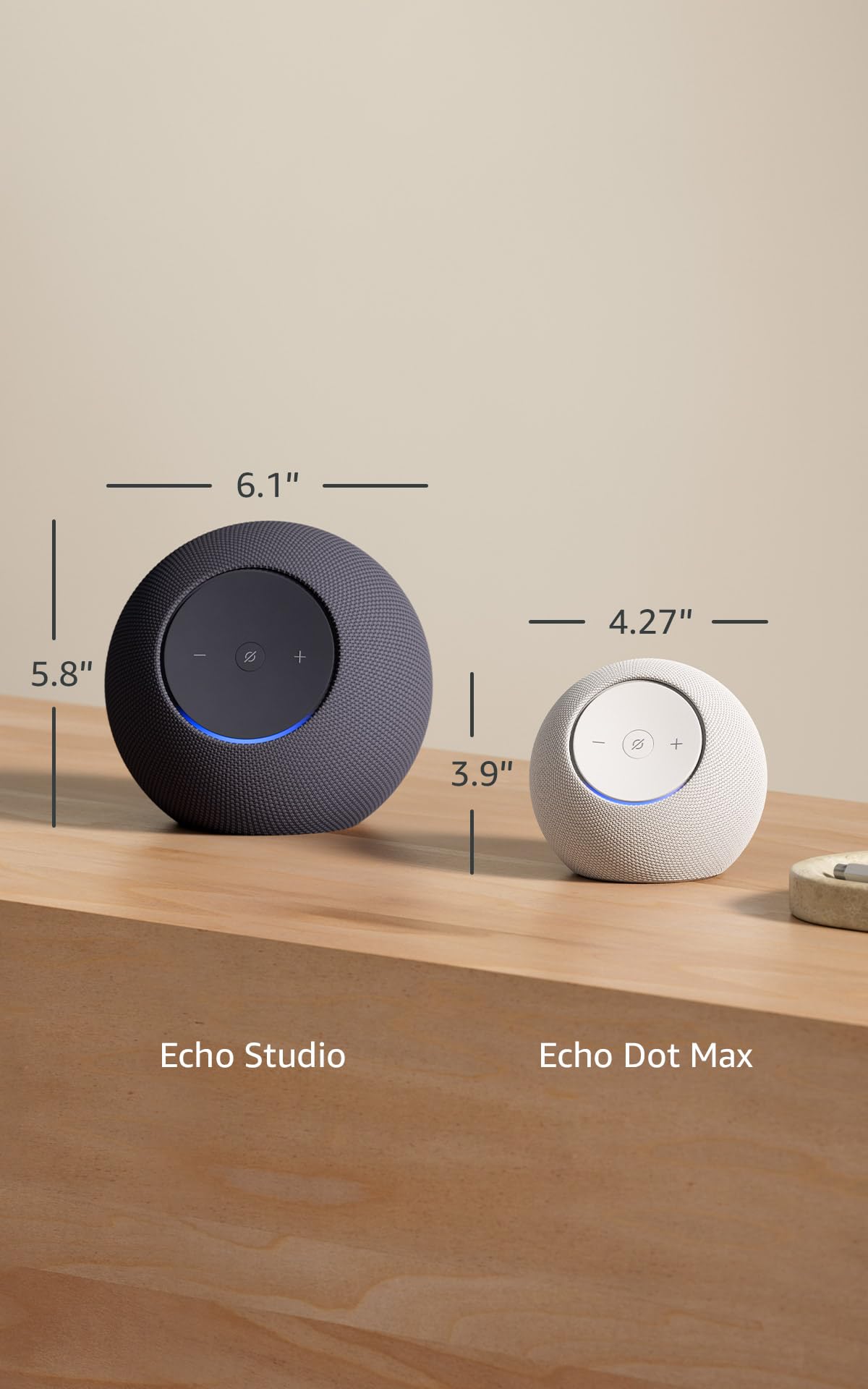 Echo Dot Max (newest model) stereo pair, Glacier White