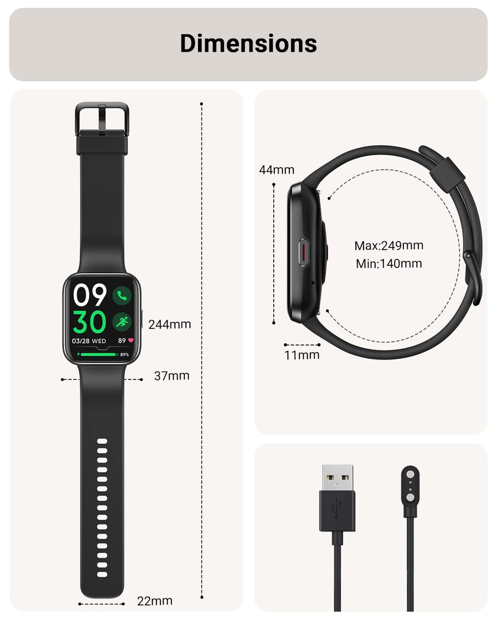 Tensky Smart Watch for Men/Women Android & iPhone, Alexa Built-in, 1.8" Touch Screen Fitness Tracker with Answer/Make Calls, 3ATM Waterproof Heart Rate/Sleep/SpO2 Monitor, Pedometer, 100+ Sport Modes