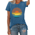 LOOKFACE Women Crewneck Cute Graphic Short Sleeve T Shirts Heather Indigo X-Large