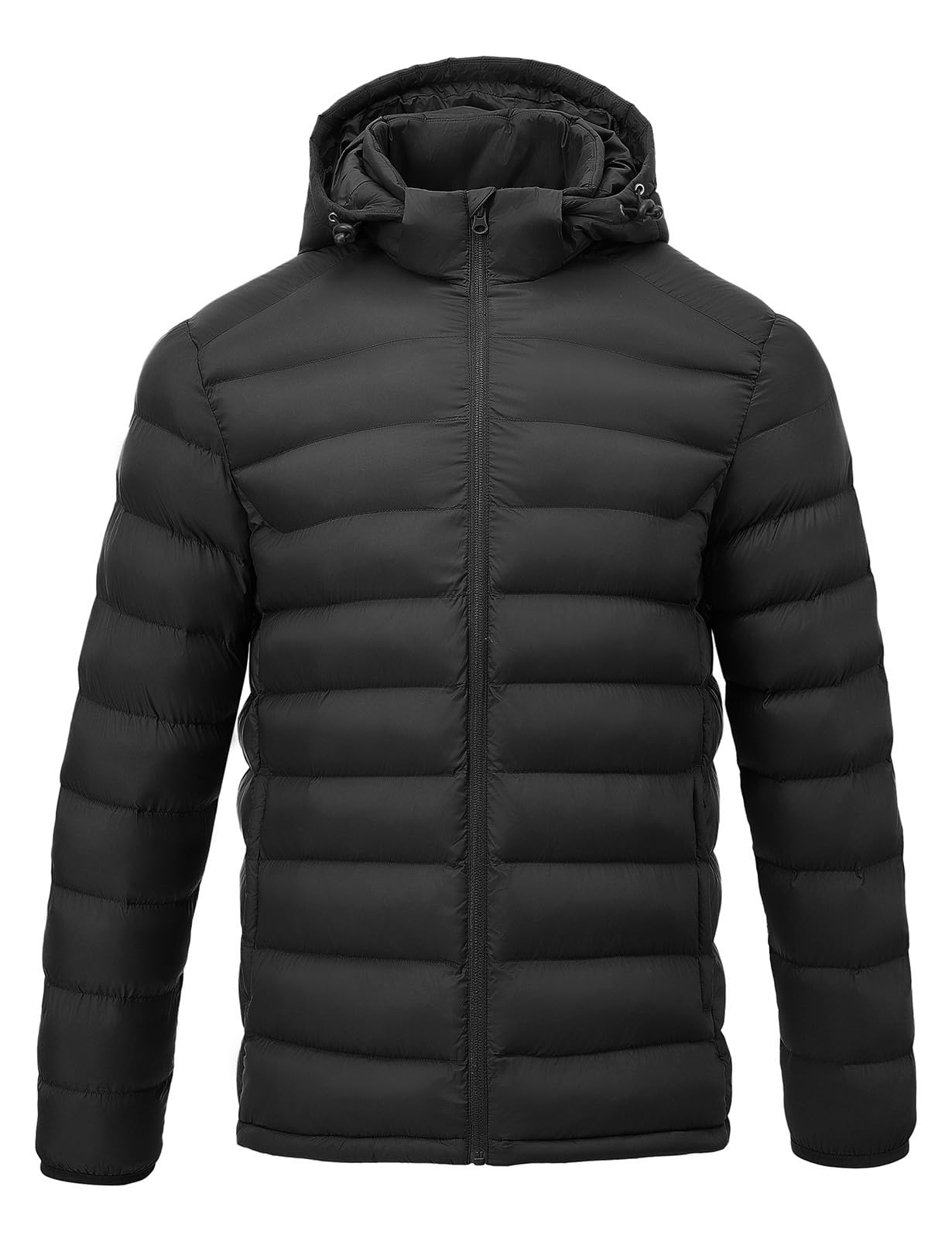 Rdruko Men's Puffer Jacket with Detachable Hood Lightweight Water Resistant Insulated Winter Puffy Coat, Black, 3X-Large