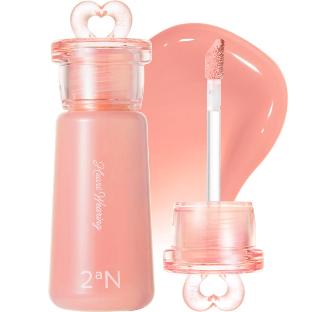 [2aN Heart Wearing Liquid Cheek (0.15oz) – Dewy Liquid Blush with Soft Glow & Clear Layering | Hydrating Essence + Glossy Oil Blend | Buildable, Finger-Blend Texture|8 Vibrant Shades] (02 Peach Glow)