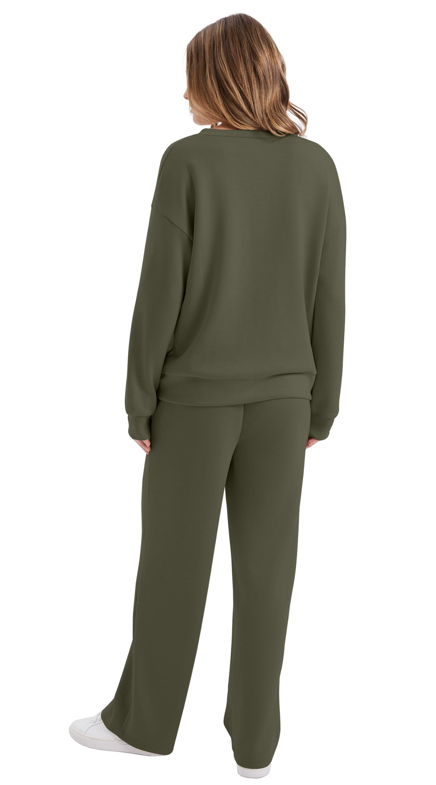 WIHOLL Airport Travel Outfits for Women 2 Piece Sets Lounge Sets for Women Fall Outfits 2026 Sweatsuits Matching Set Fall Fashion Must Haves Two Piece Vacation Clothes Winter Clothing Army Green M