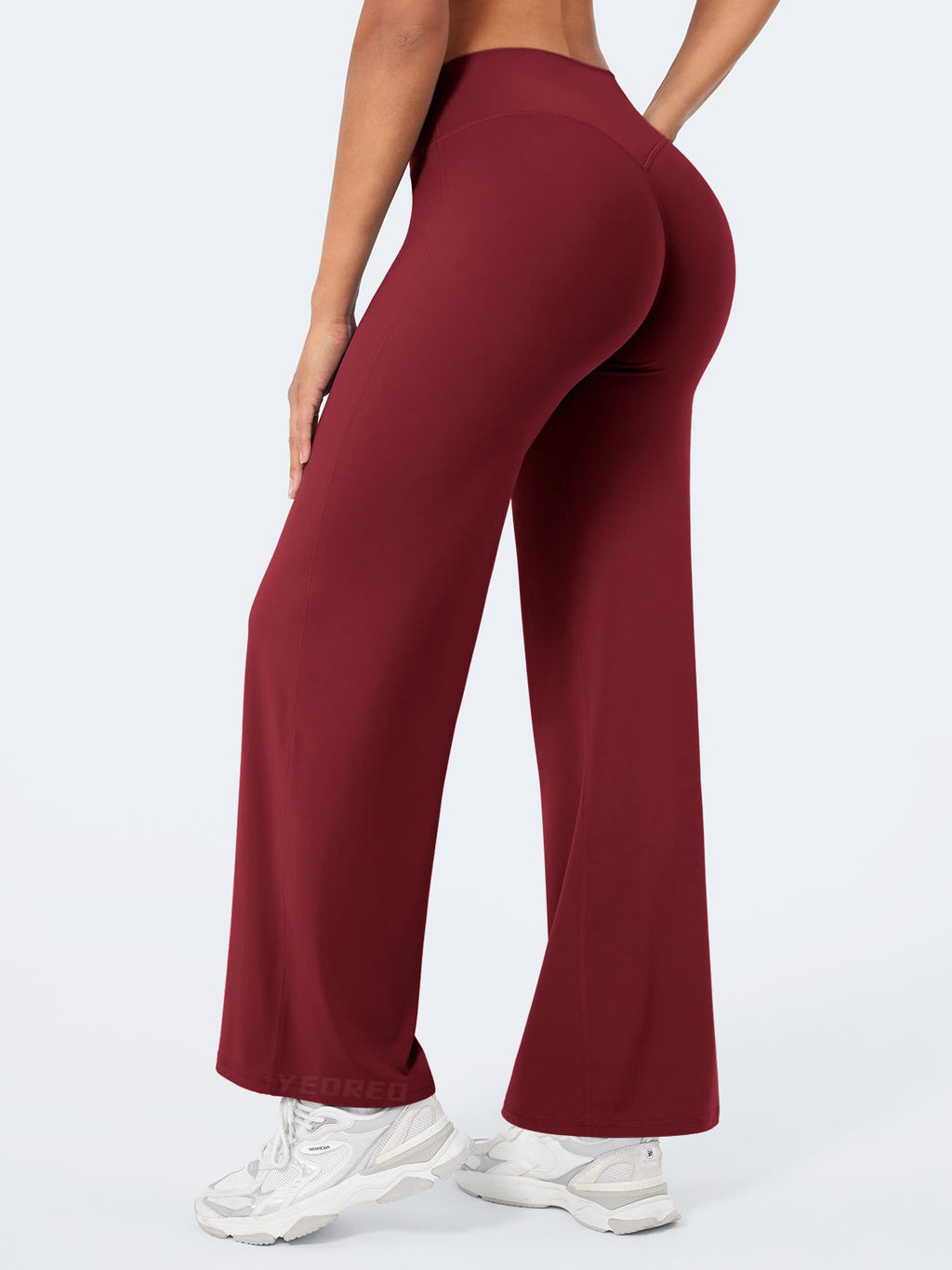 YEOREO Workout Leggings Womens No Front Seam Straight Leggings 29" High Waist Buttery Eddiy Gym Yoga Pants Ancora Red S