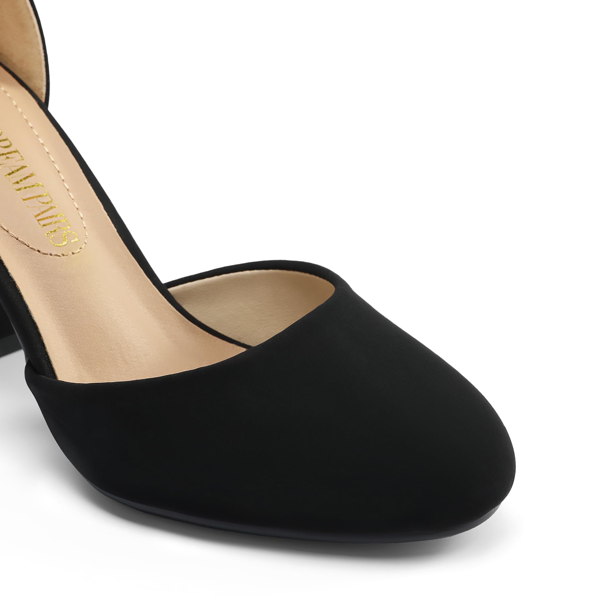 DREAM PAIRS Women's High Heel Ankle Strap Closed Toe Chunky Wedding Party Pumps Shoes,Size 7.5,Black/Nubuck,Angela