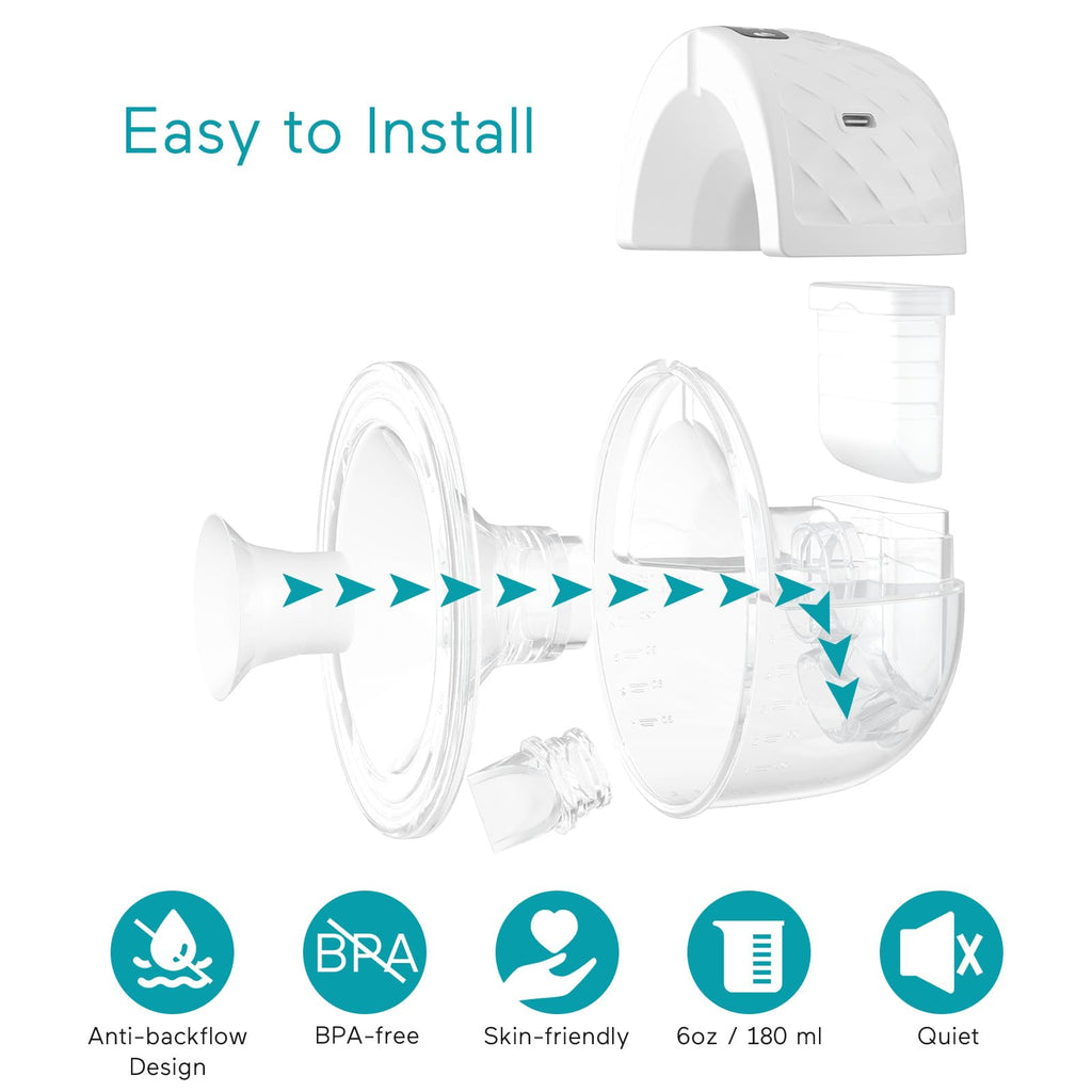 Paruu P10 Hands-Free Breast Pump Wearable, 338mmHg Strong Suction, Low Noise, 4 Modes & 9 Levels, Electric Breast Pump Portable, Smart Display, 19/21/24/28mm Insert/Flange, 2 Pack (White)