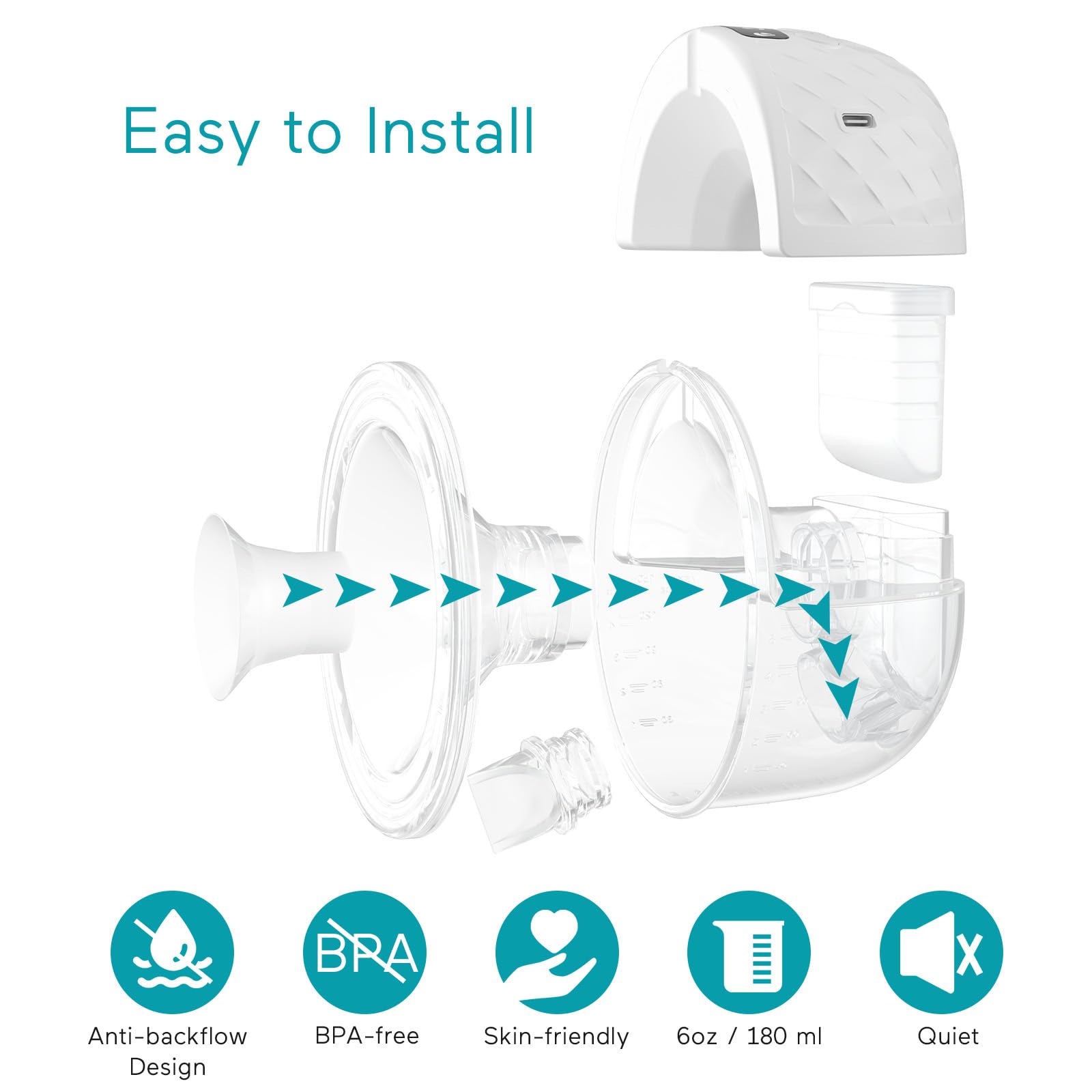 Paruu P10 Hands-Free Breast Pump Wearable, 338mmHg Strong Suction, Low Noise, 4 Modes & 9 Levels, Electric Breast Pump Portable, Smart Display, 19/21/24/28mm Insert/Flange, 2 Pack (White)