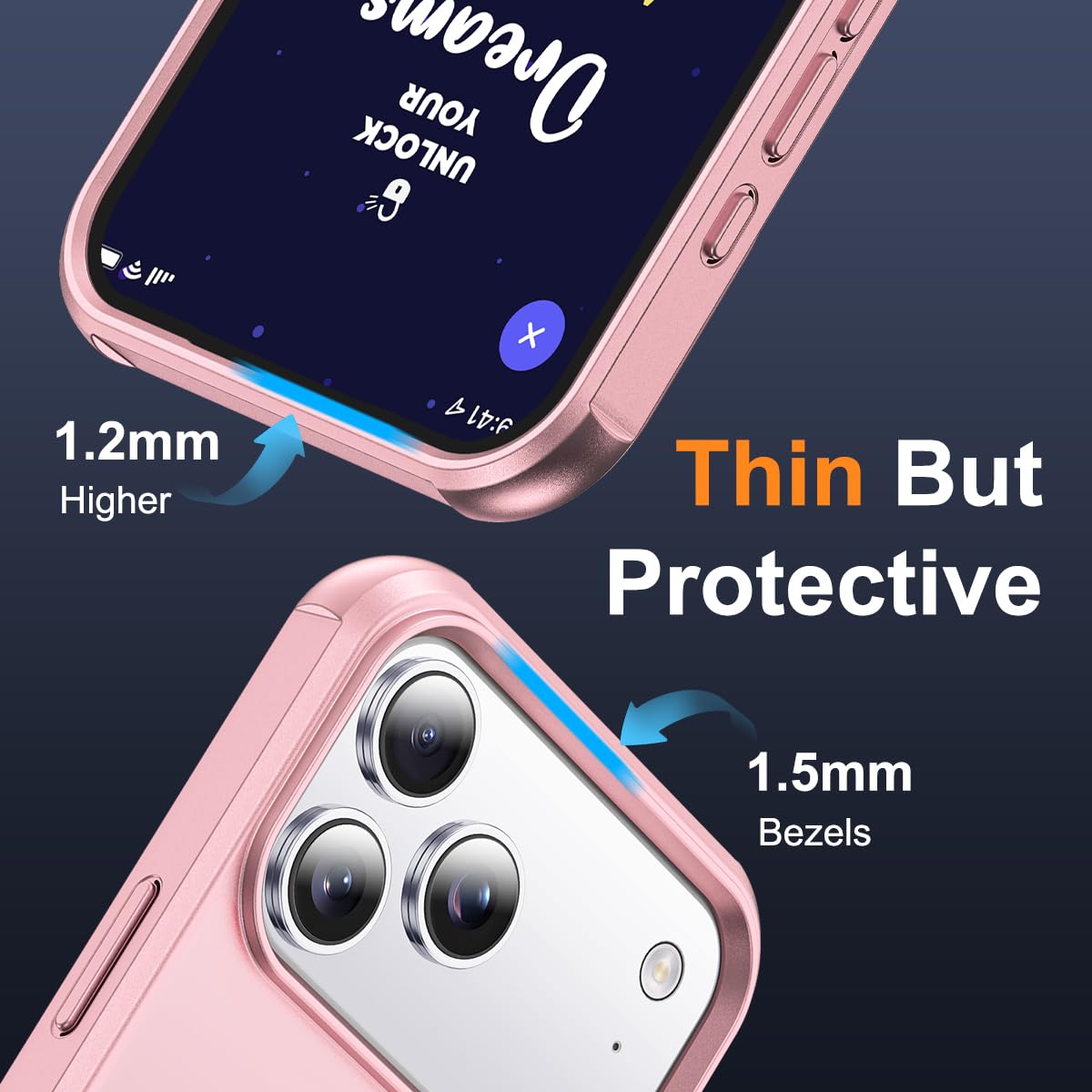 SKYLMW Phone Case Compatible with iPhone 17 Pro Case with Invisible Magnetic O-Ring Stand Military-Grade Phone Case for iPhone 17 Pro 6.3" [Compatible with Mag-Safe][Great Grip Feeling], Rose Gold