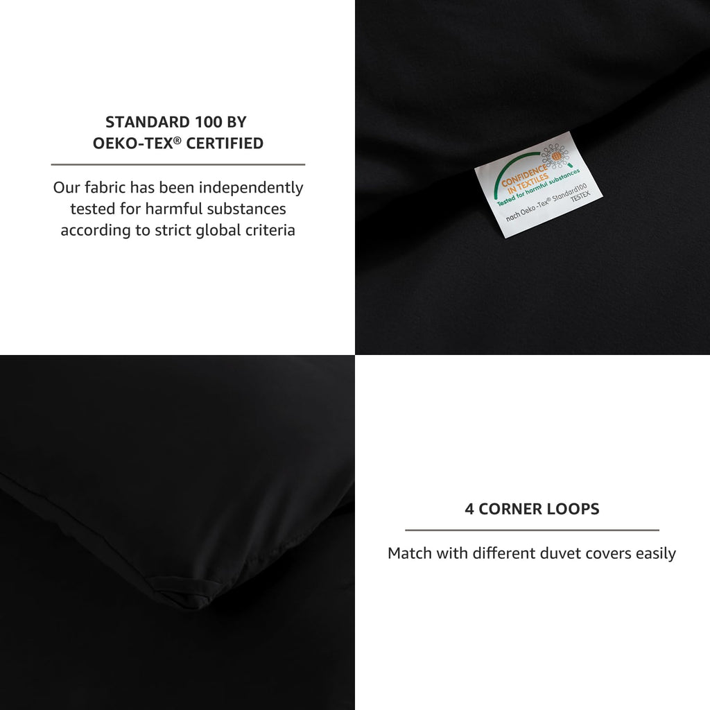 CozyLux Queen Comforter Set Black, 3 Pieces Solid Comforters Queen Size Breathable Quilted Bedding Sets, Luxury Soft Microfiber Down Alternative Comforter for All Season (1 Comforter & 2 Pillowcases)