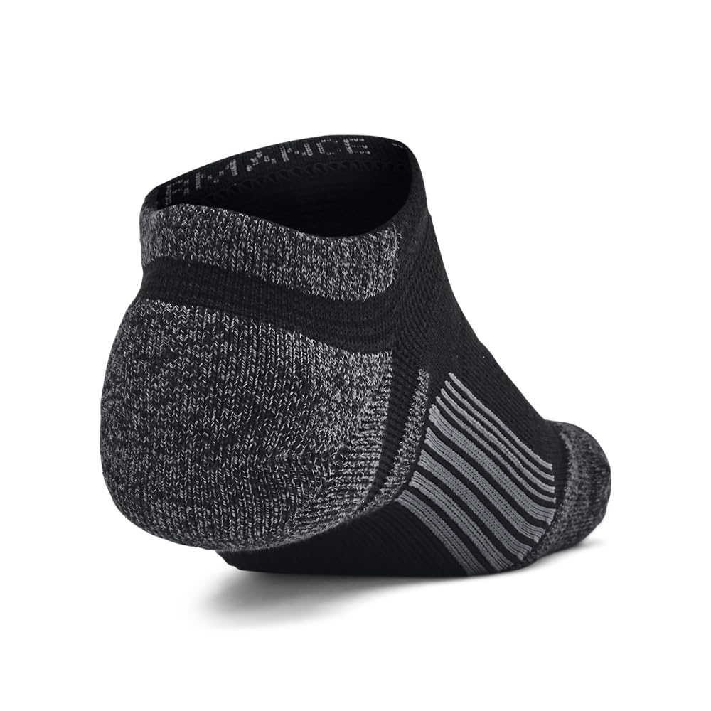 Under Armour Unisex-Adult Performance Tech Pro No Show Socks 3 Pack, (001) Black/Black/Castlerock, Large