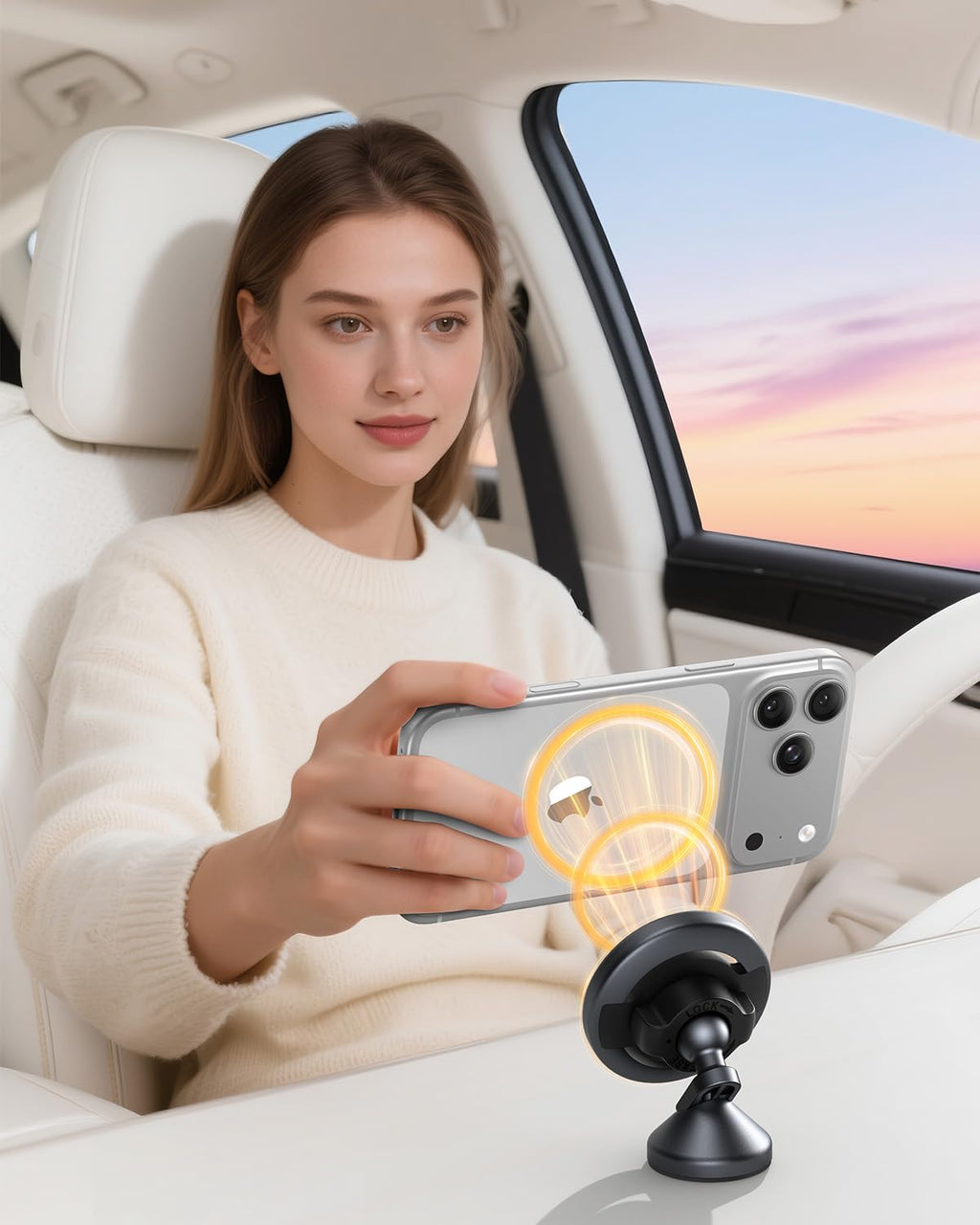 SYNCWIRE for MagSafe Car Mount - 360 Rotation Magnetic Phone Holder for Car Dashboard, Strong Magnet Car Phone Holder Mount Compatible iPhone 17 Pro Max Air 16 15 14 13 - Car Accessories for Women Men