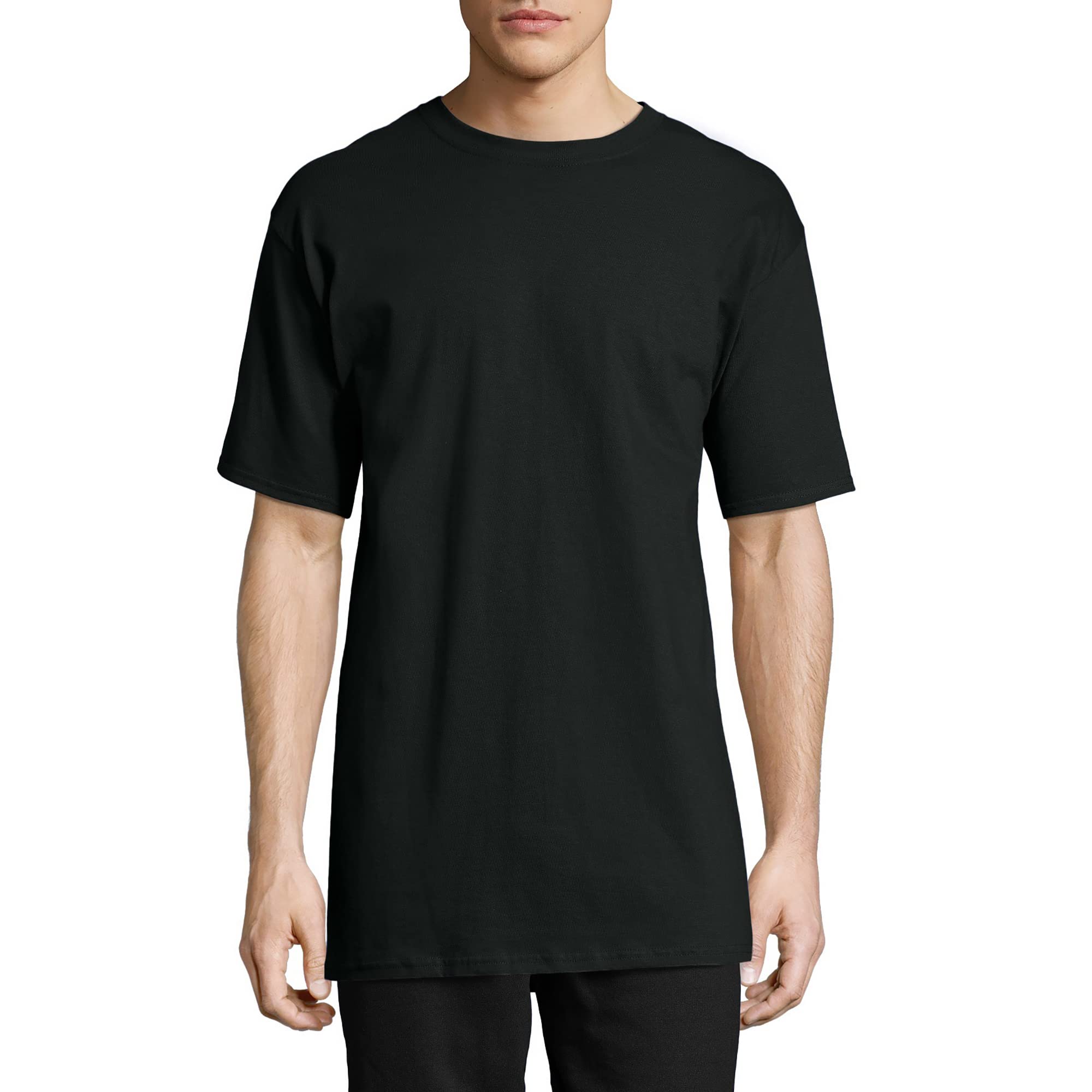 Hanes Size Men's Beefy Short Sleeve Tee Value Pack (2-Pack), Black, 4X-Large/Tall