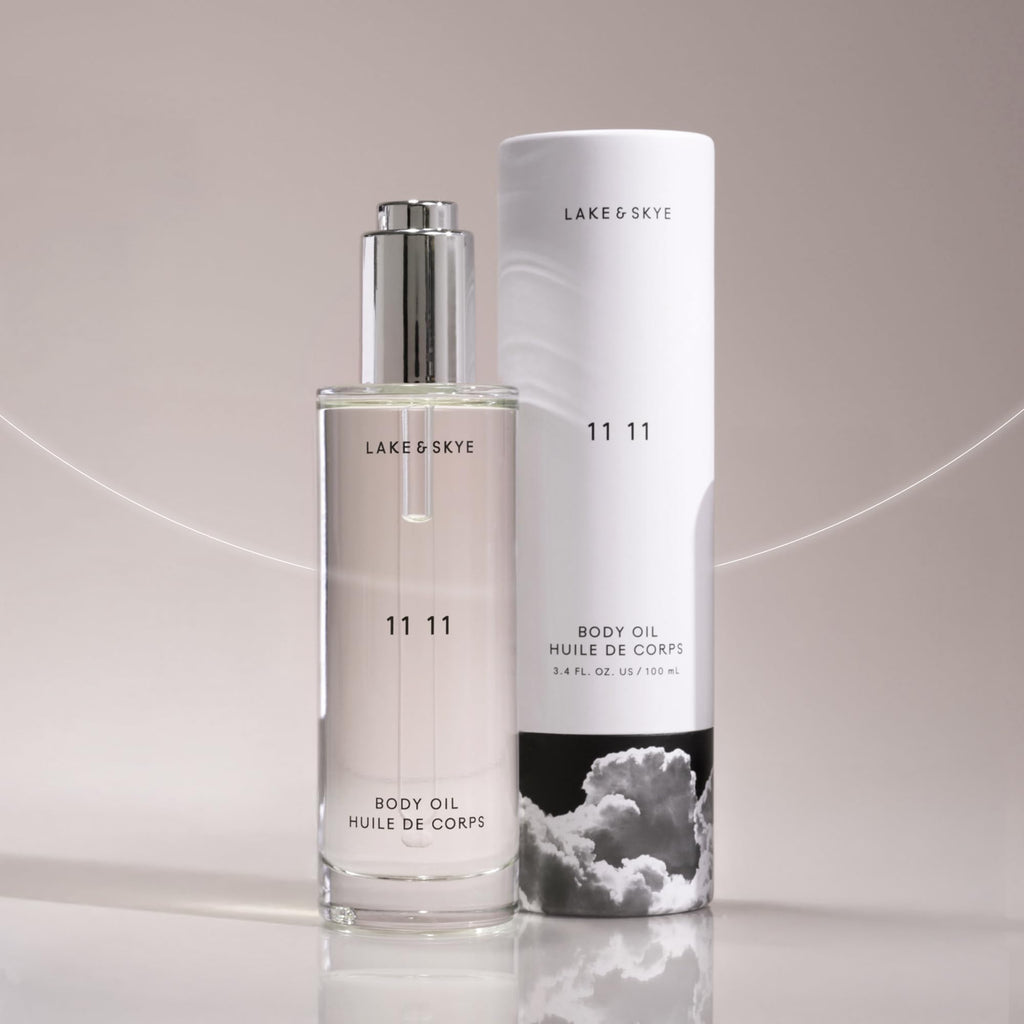 Lake & Skye 11 11 Body Oil - Hydrating Body Oil with Vitamin E & Almond Oil - Clean Skin Musk, Sheer & Uplifting Scent - 3.4 fl oz (100 ml)