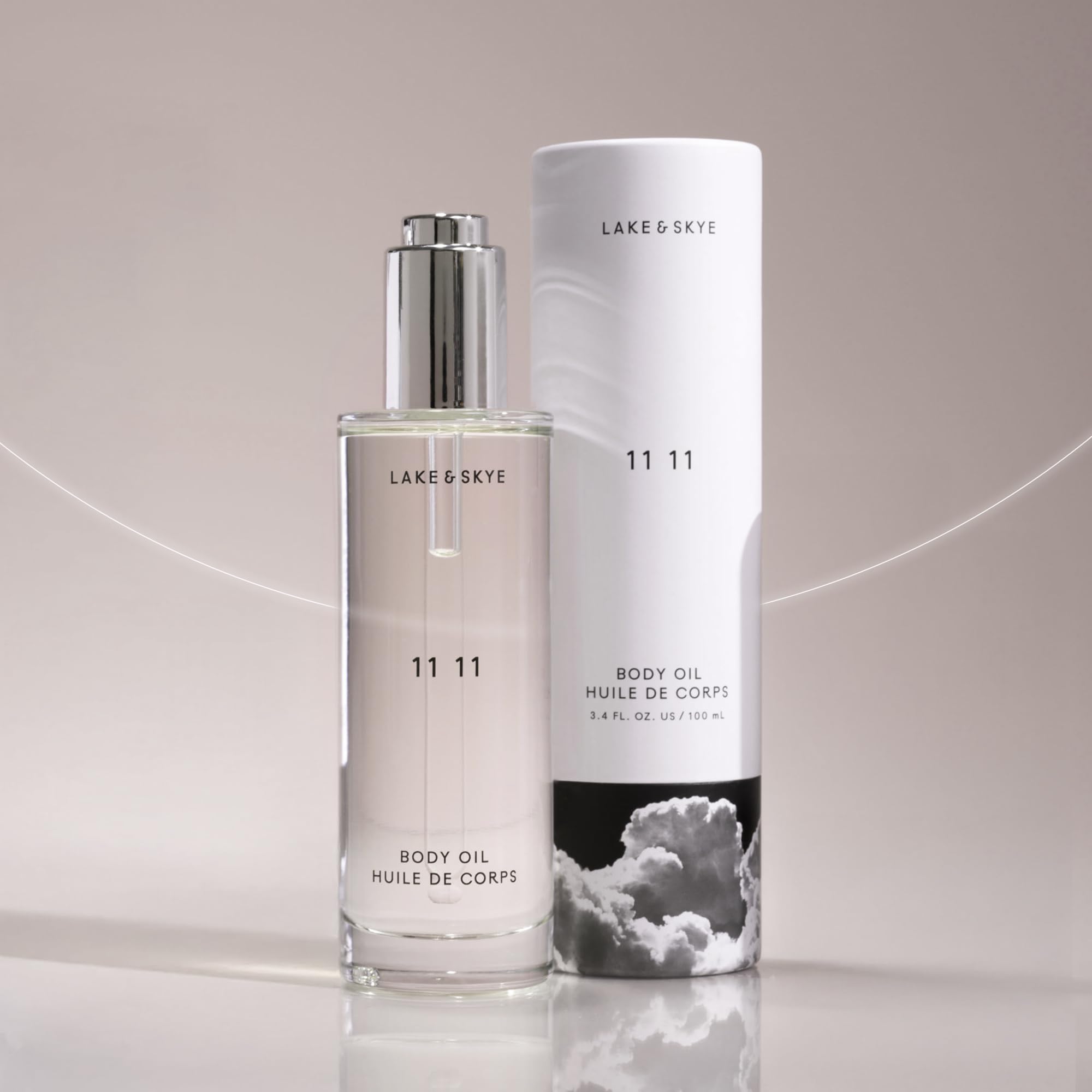 Lake & Skye 11 11 Body Oil - Hydrating Body Oil with Vitamin E & Almond Oil - Clean Skin Musk, Sheer & Uplifting Scent - 3.4 fl oz (100 ml)