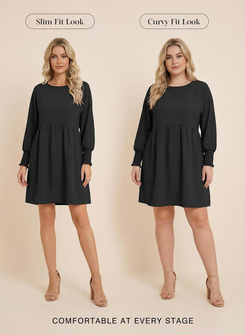 Dokotoo Womens Plus Size Spring Dresses for Women Wedding Guest Empire Waist Cute Tunic Babydoll Dress Casual Short Sleeve Flowy Western Cowgirl Country Shirt Dress Church Black Dresses for Women L