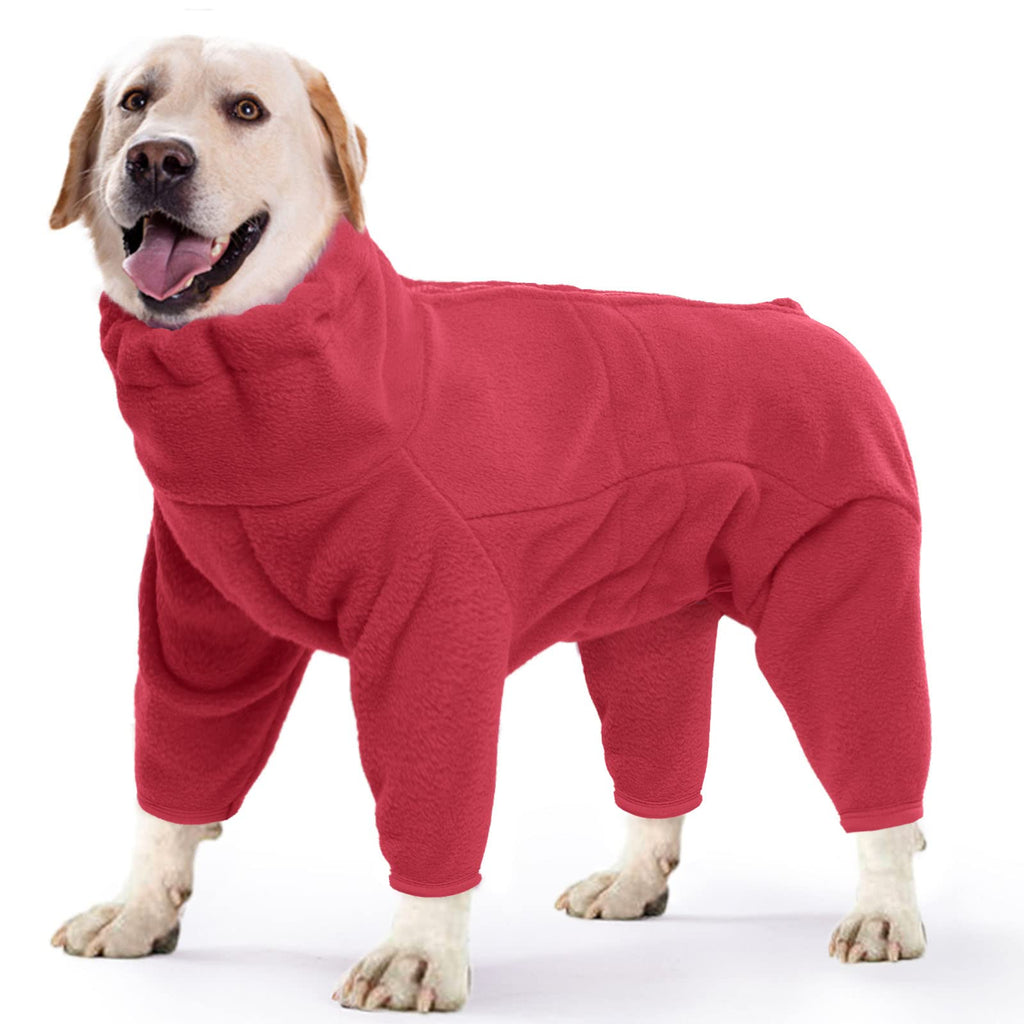 ROZKITCH Dog Fleece Pullover, Pet Windproof Warm Cold Weather Jacket Vest Cozy Jumpsuit Apparel Outfit Clothes for Small Medium Large Dog Walking Hiking Sleep Red L